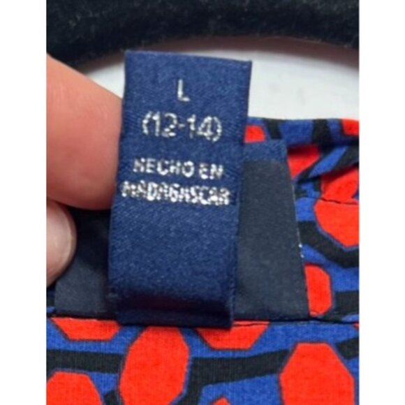 Scoop Womens Asymmetrical Ruffle Midi Dress Red Navy Coastal Preppy Style Large - Picture 9 of 9